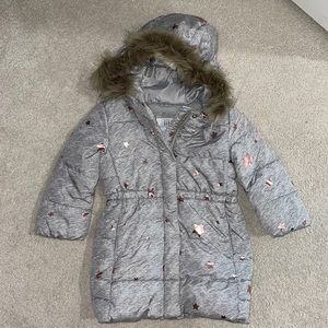 Toddler Girl Gap 3t Puff Winter Coat Fur Hood Long